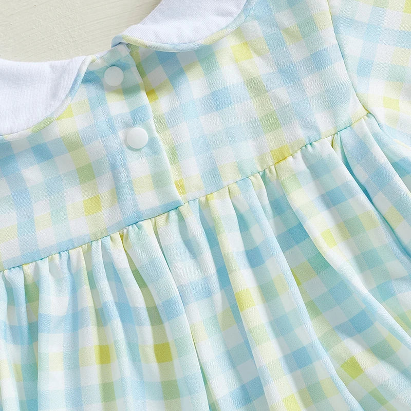 Baby Easter Romper with Bunny Embroidery - Smocked Doll Collar Bodysuit (Unisex)