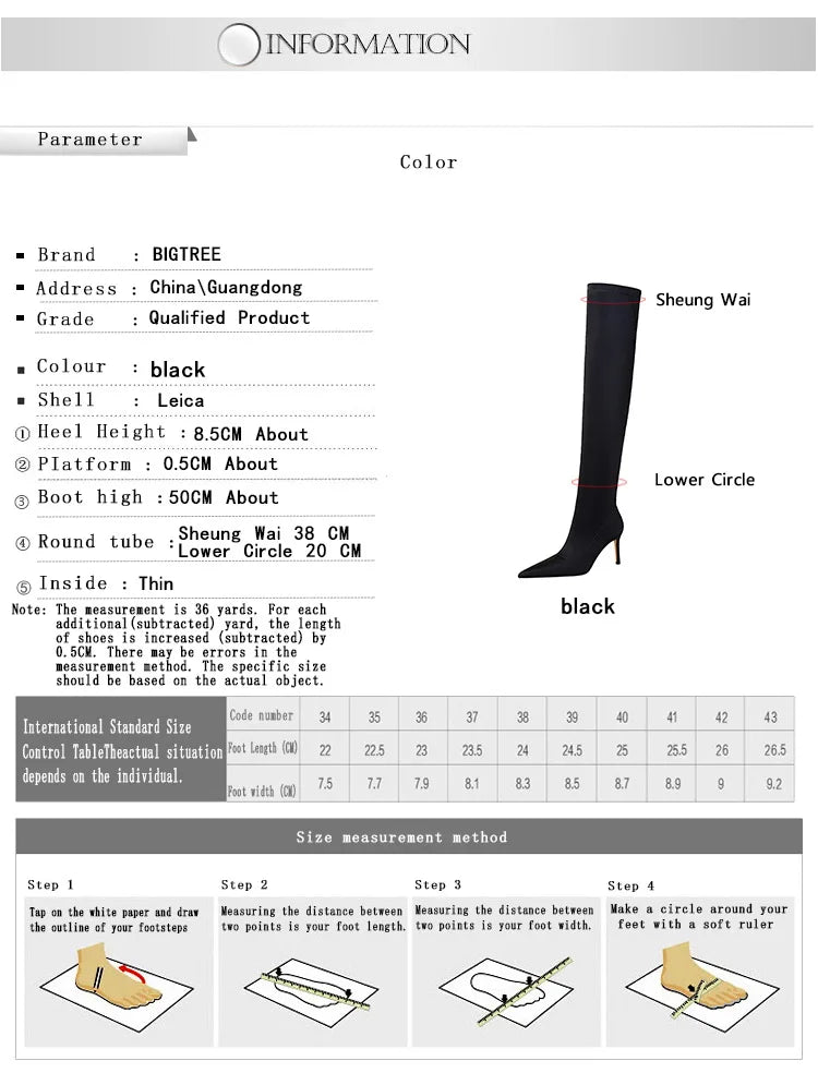 Satin Over-the-Knee Boots - Pointed Toe High Heel Elastic Autumn Winter Boots
