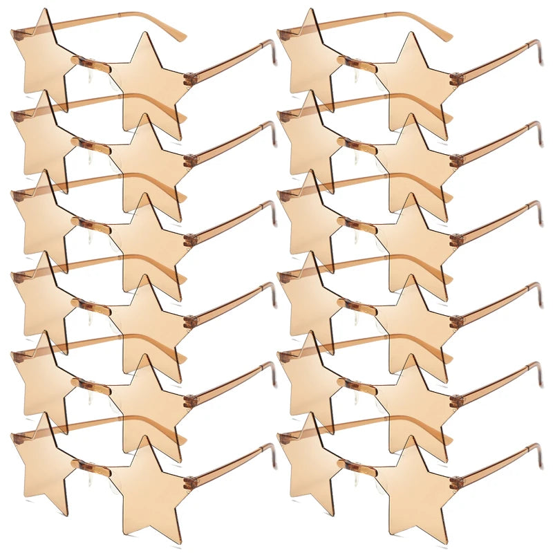Women's 12/16 Pack Rimless Star Shaped Sunglasses Set