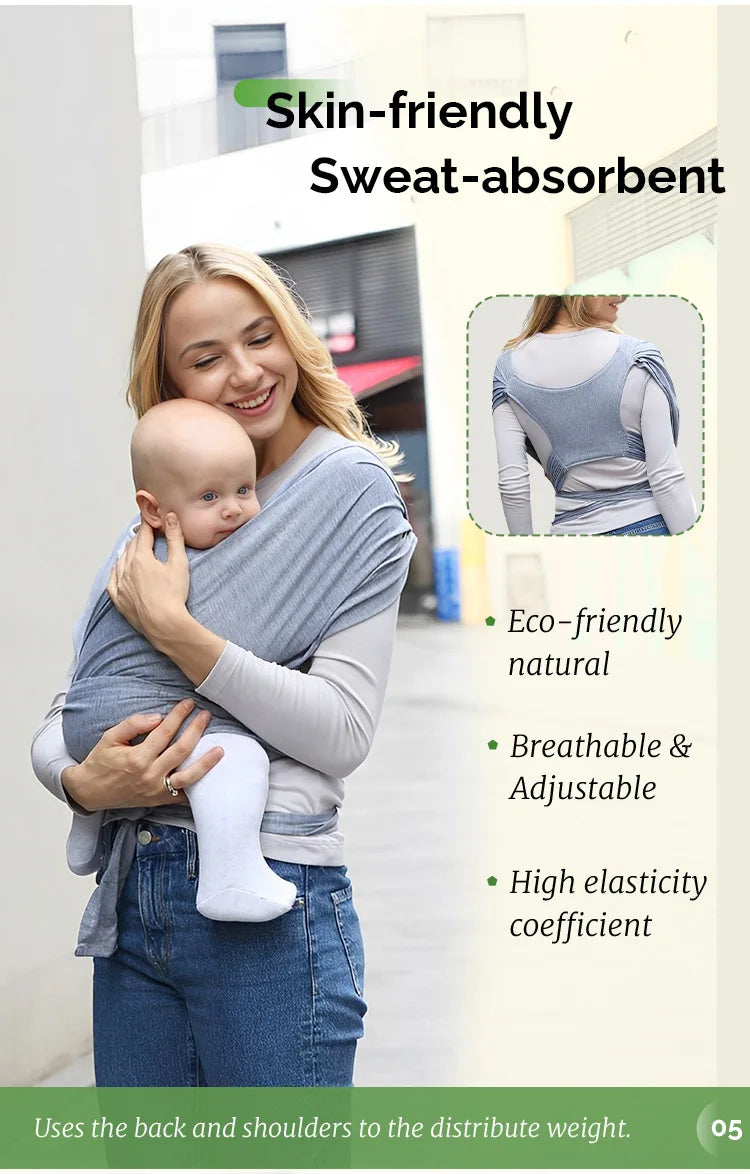 Ergonomic Baby Wrap Sling Carrier Soft Cotton Kangaroo Sling for Newborns to 36 Months