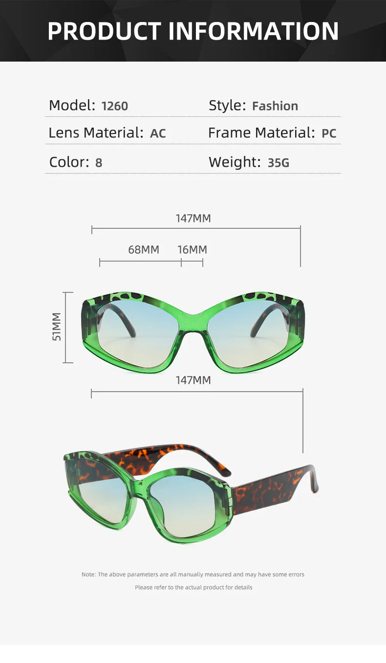 Fashion Large Frame Sunglasses - Colorful UV400 Protection for Women & Men