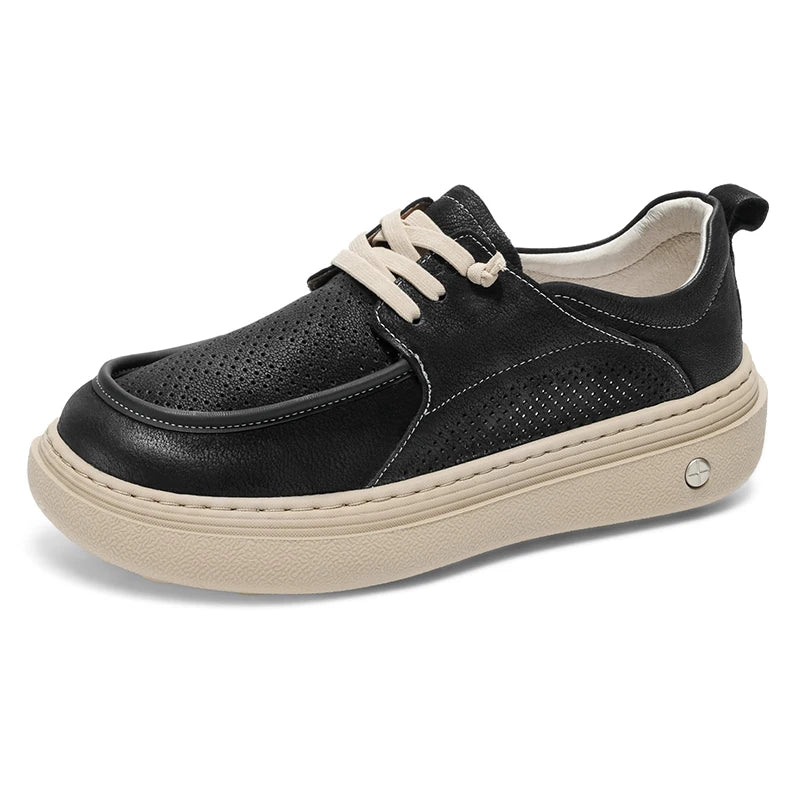 Men's Casual Platform Sneakers - Breathable Lace-Up Tennis Shoes