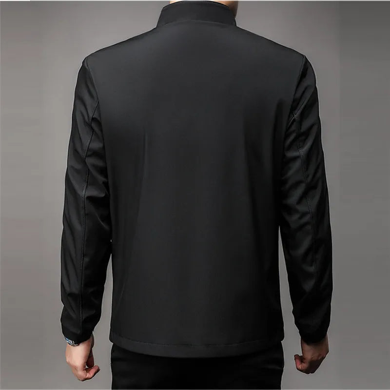 Men's Stand Collar Smart Casual Outerwear  Zipper Jacket