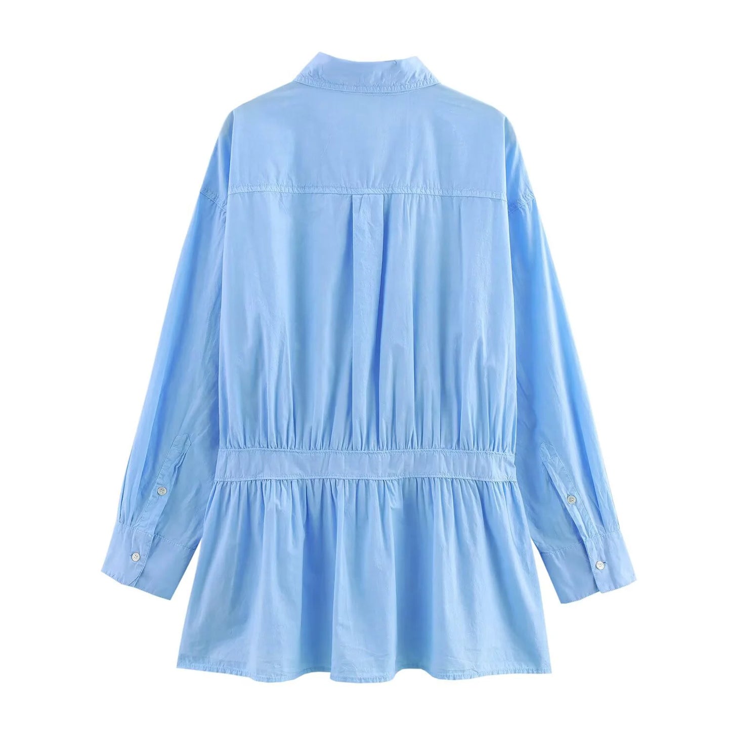 Women's Elegant Wide Pleated Shirt Dress - Light Luxury Summer Style