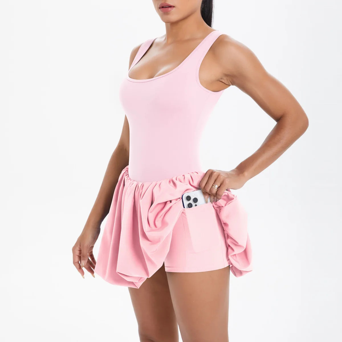 Women's One Piece Tennis Dress - Summer Quick Dry Pocket Athletic Skirt