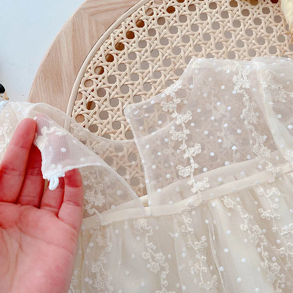 Girls' Lace Tulle Princess Dress – Long Sleeve Party & Wedding Dress