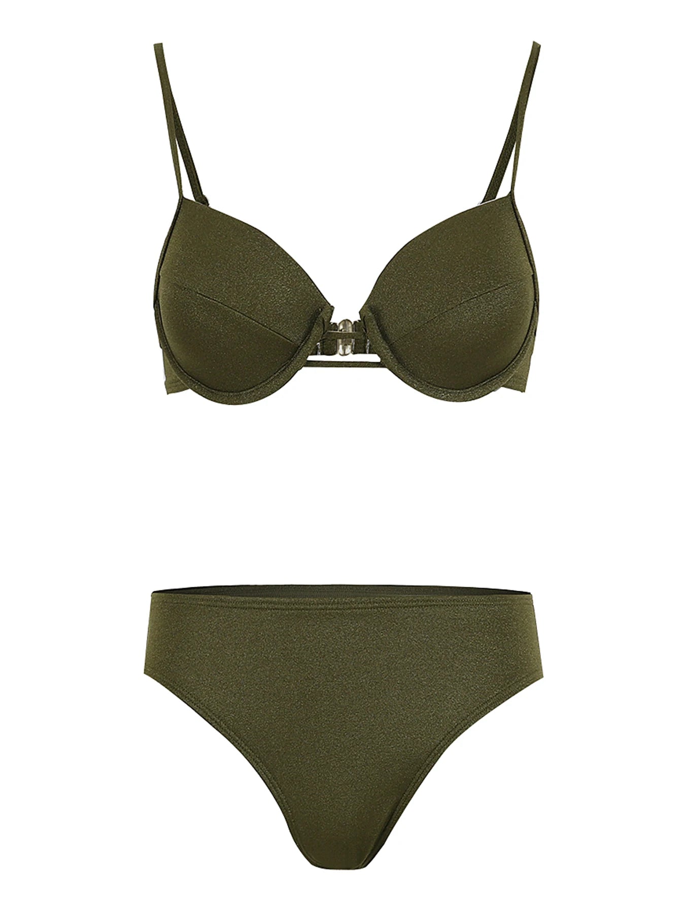 Women's 3-Piece Solid Bikini Set - Padded Bra, Tassel High Waist & Beach Skirt