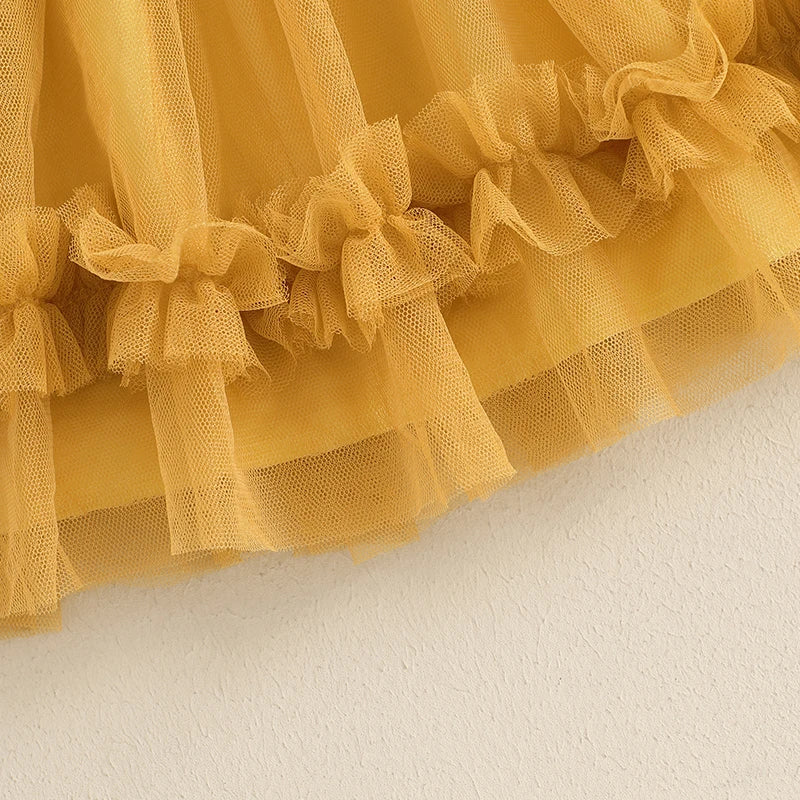 Girls' Summer Princess Dress - Sleeveless Mesh Ruffled Lace Tulle Sundress