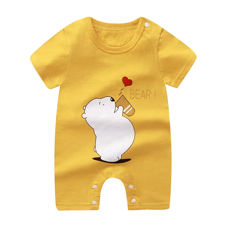 Baby's  Short-sleeved Cartoon Print  Jumpsuit Romper Babygrow