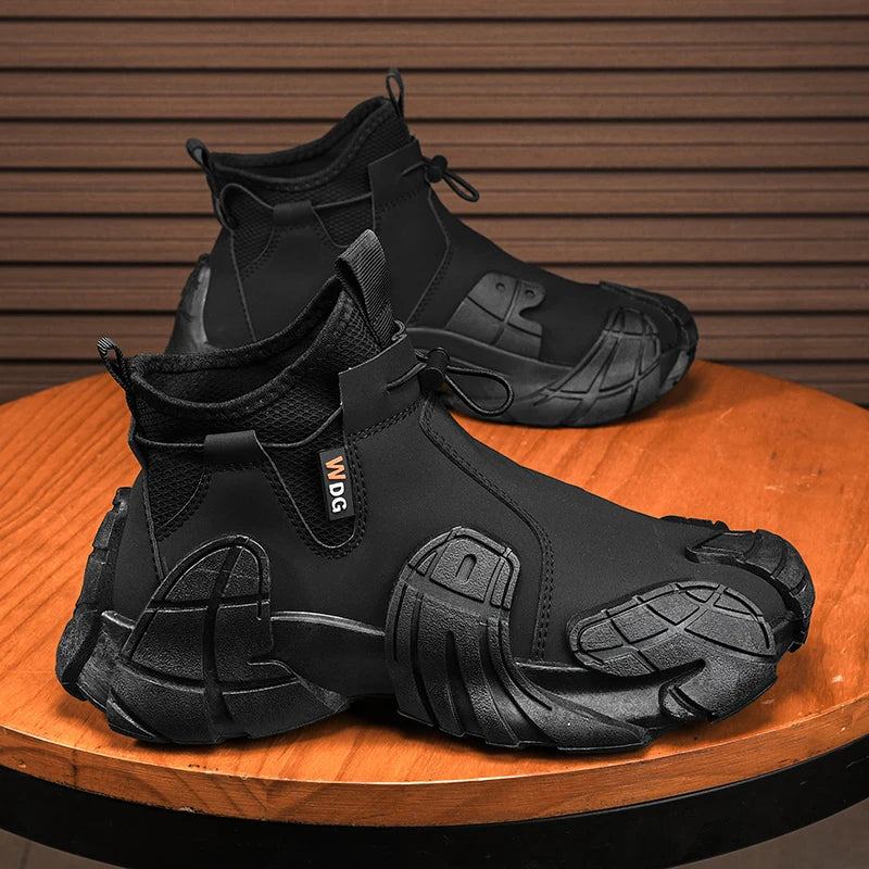 High-Top Platform Sneakers - Men's Slip-On Ankle Boots