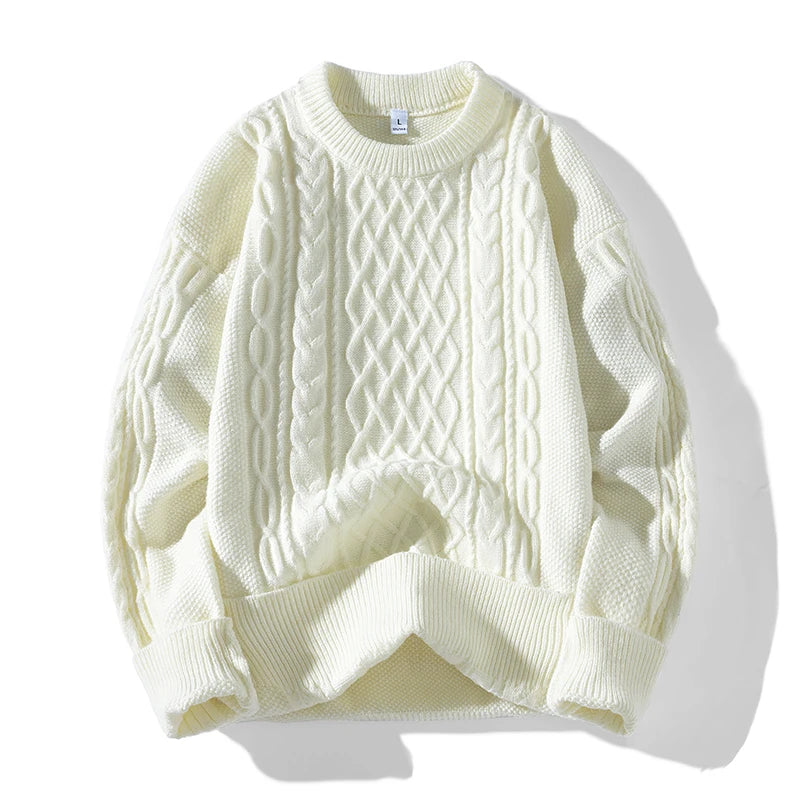 Autumn Winter O-Neck Knitted Sweater - Casual Loose Fit Pullover