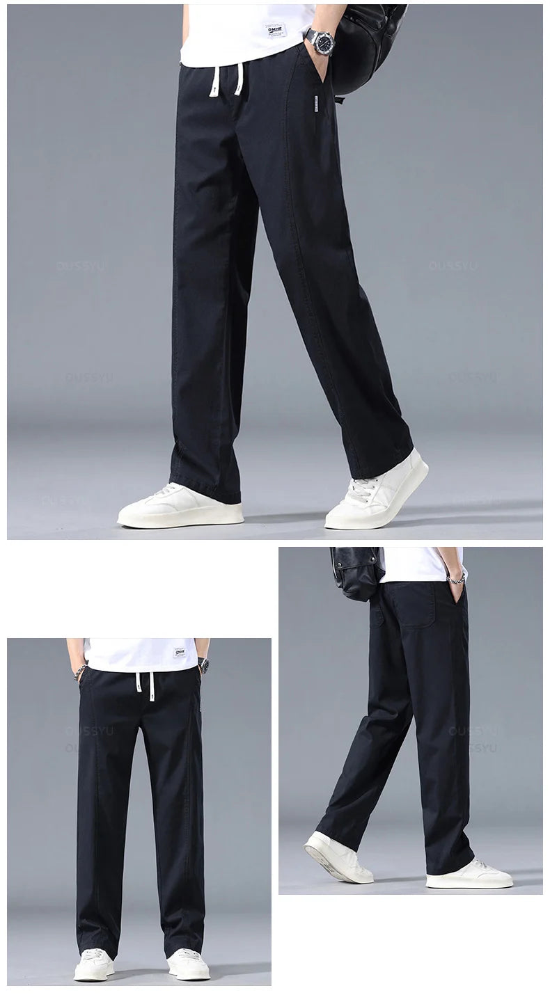 Men's Lyocell Wide Leg Casual Trousers | Lightweight Summer Pants M–5XL