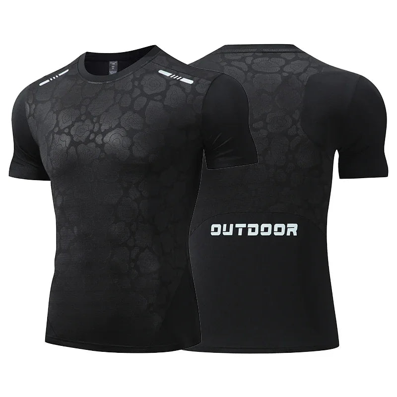 Men's Running Compression Dry Fit Short Sleeve Sport  Gym Fitness Jogging Sweatshirt Athletic T-Shirt Top