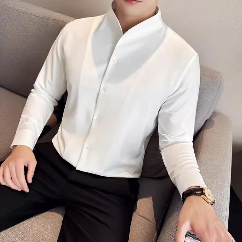 Men's Long Sleeve V-Neck Anti-Wrinkle Shirt