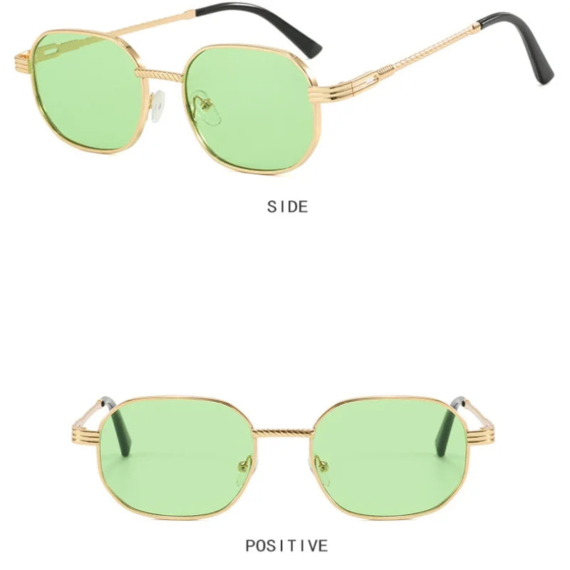 Elliptical Metal Small Frame Sunglasses UV400