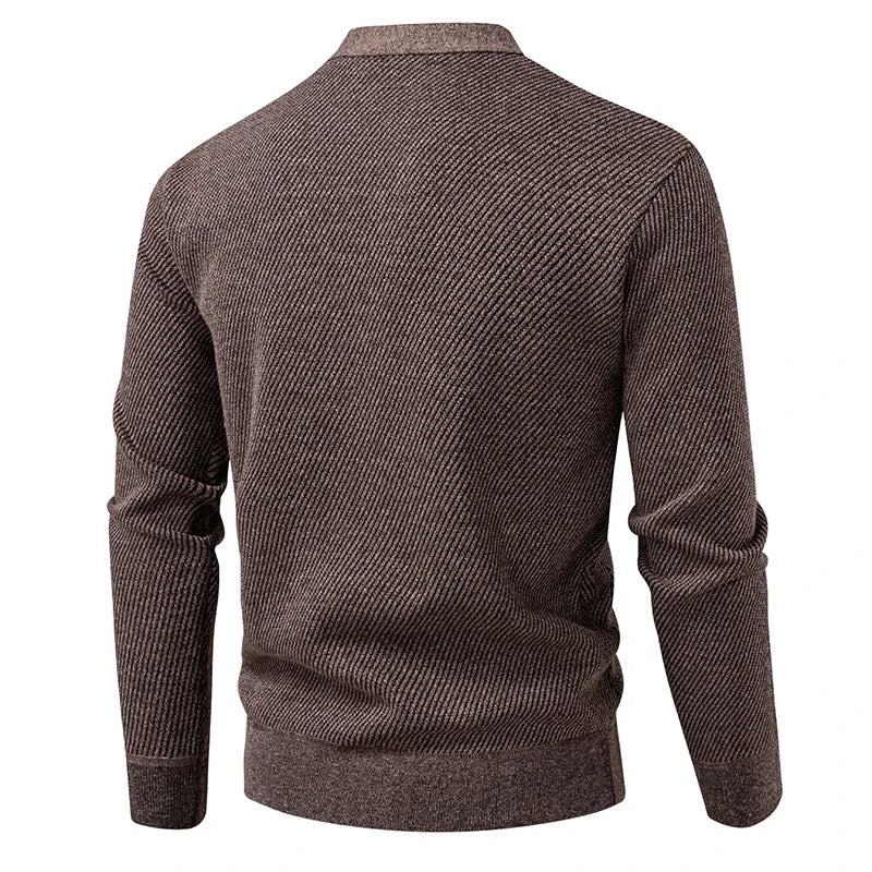 Men's V-Neck Knit Cardigan - Single Breasted Slim Fit Sweater