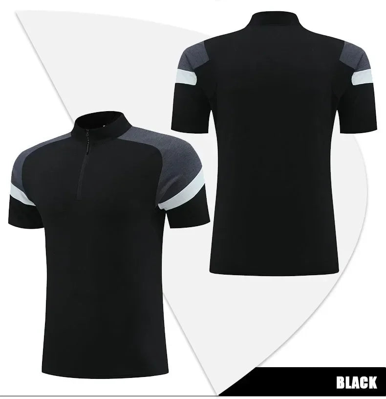 Men's Fitness Running Half Zip Training High Elasticity Muscle T-Shirt