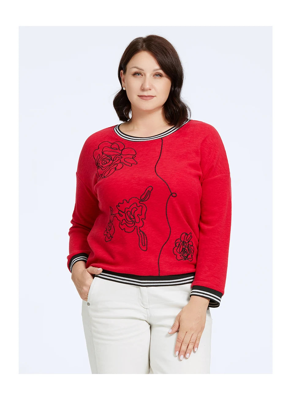 Women's Oversized Flower Embroidery Knitted Jumper