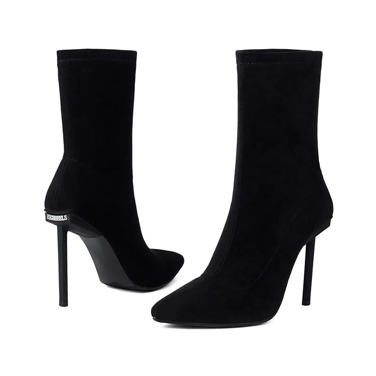 Suede Elastic Ankle Boots