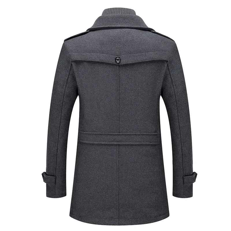 Men's Wool Blend Winter Overcoat - Single Breasted Trench Coat