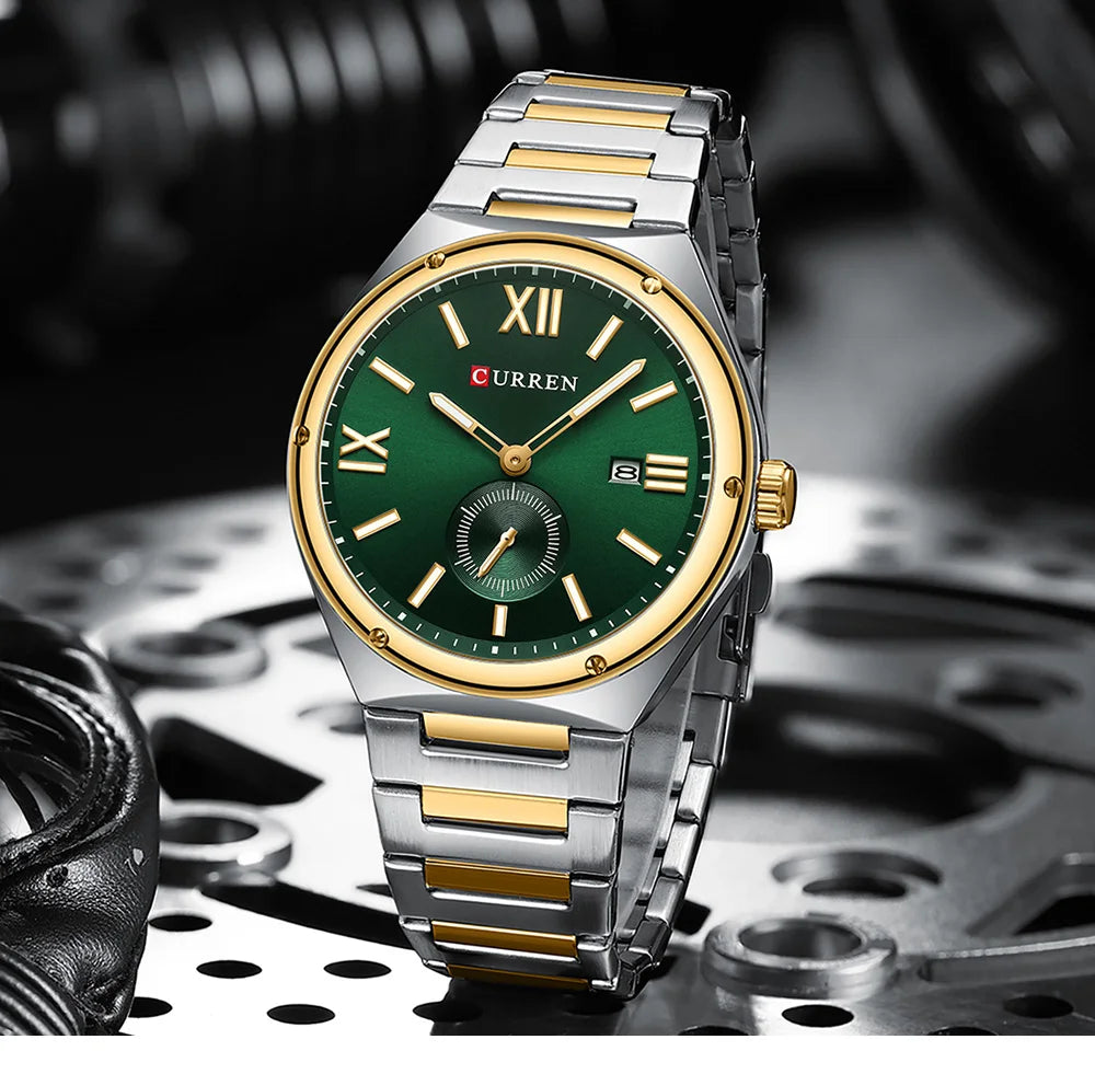 Premium Waterproof Business Watch - Luminous Date Display Stainless Steel Square Quartz