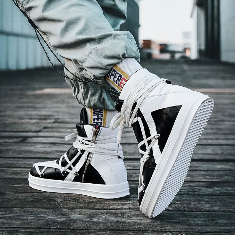 Men's Casual High-top Sports Strap Design Sneakers