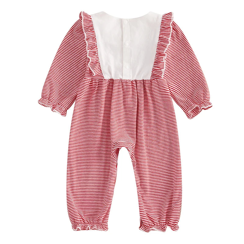 Christmas Santa and Tree Embroidery Plaid Romper - Baby Boys Girls Jumpsuit