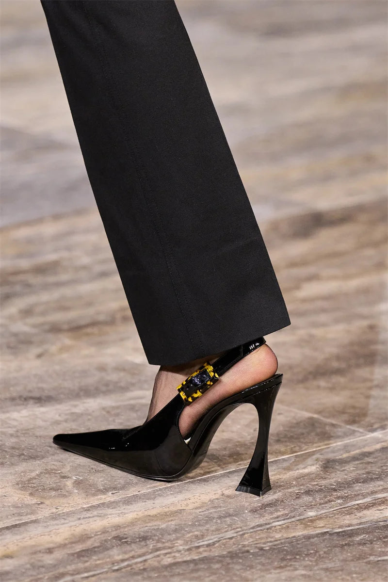 Women's Pointed Stiletto Sandals - One-Line Buckle Strap High Heels