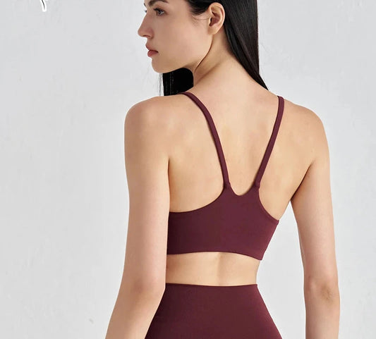 Nylon Spandex Yoga Bra Top - Removable Pads & Adjustable Straps