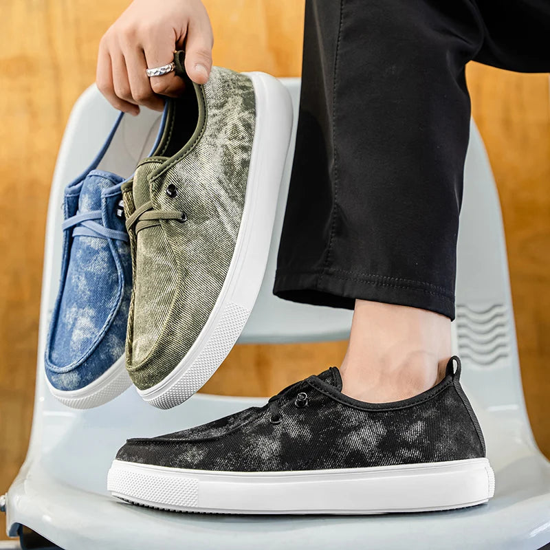 Men's Denim Casual Sneakers - Soft Skateboard Trainers