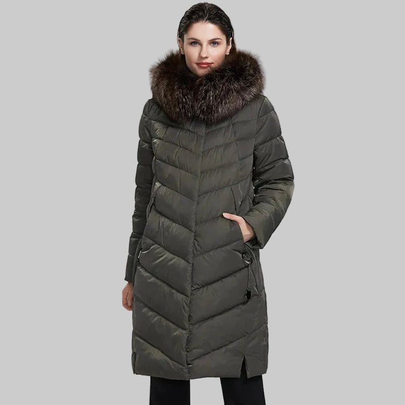 Winter Down Jacket with Fur Collar