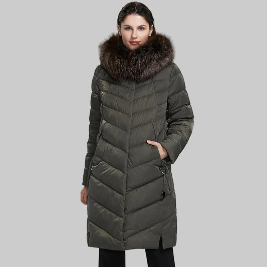 Winter Down Jacket with Fur Collar