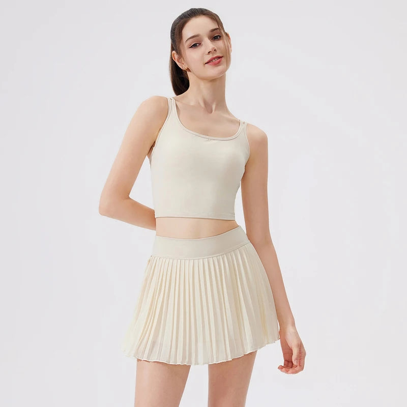 Women's Two-Piece Fitness Yoga Set - Summer Tennis Shorts & Top
