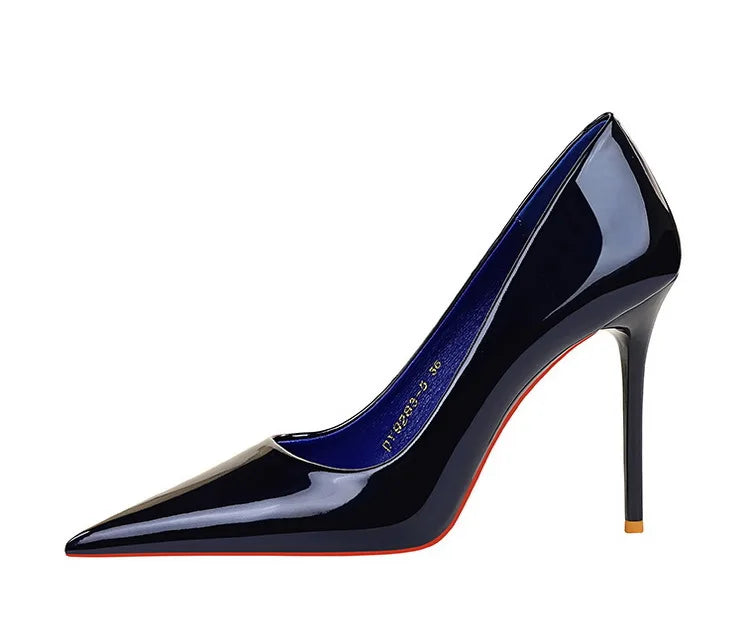 Patent Leather Stiletto Pumps - Pointed Toe High Heels for Special Occasions
