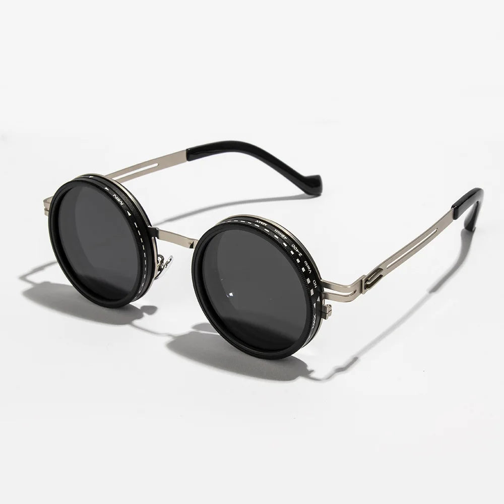 Polarized Round Sunglasses - ND9 Adjustable Dimming Retro Punk Fishing Eyewear UV400