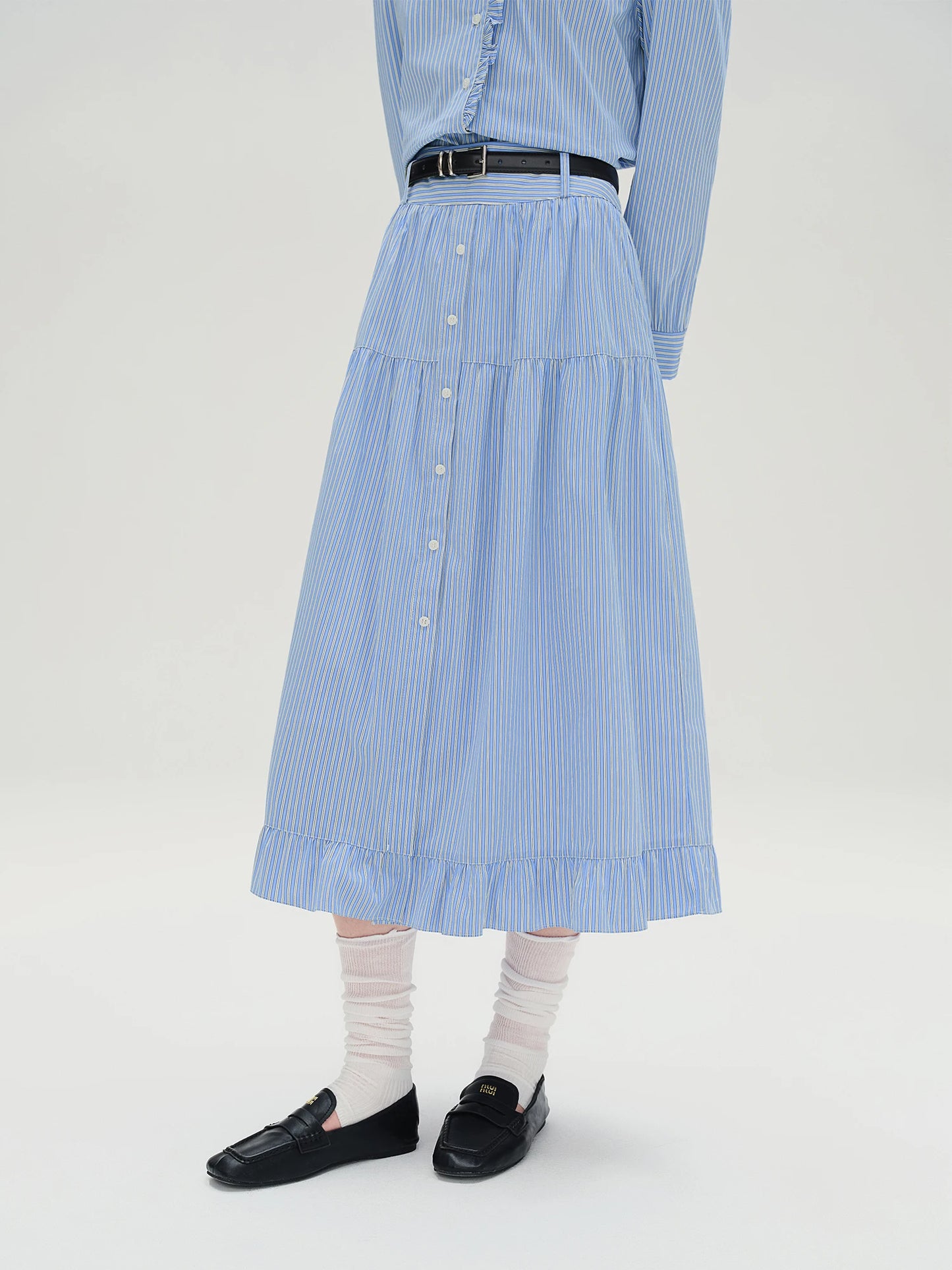 Women's Autumn Long Sleeve Shirt & A-Line Skirt Outfit