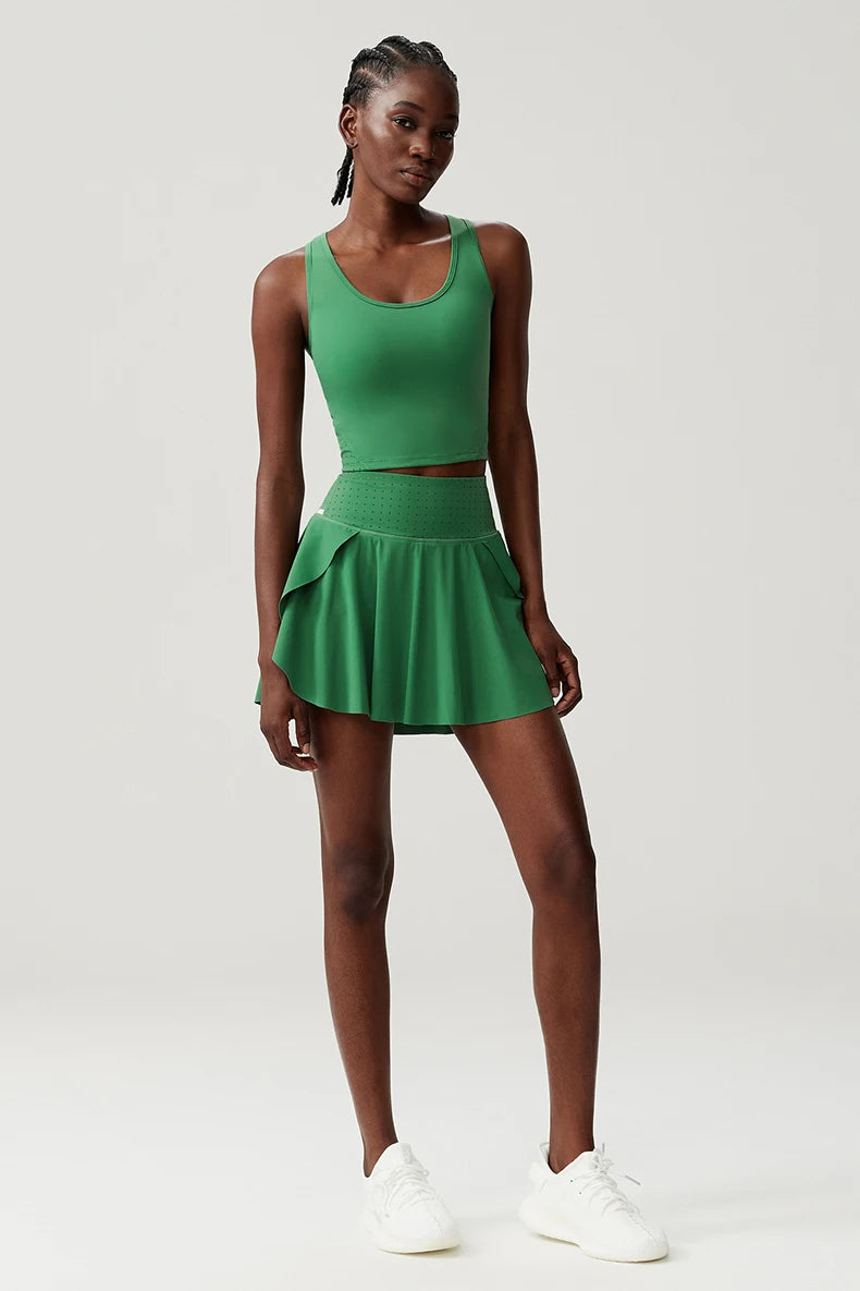 Women's Two Piece Tennis Skirt Set - Soft Stretchy Outdoor Running Suit