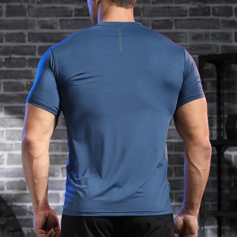 Men's Gym Workout Muscle Fit Shirt Thin Loose-fitting Casual Stretchy Quick-drying Short Sleeve Athletic Running T-Shirt