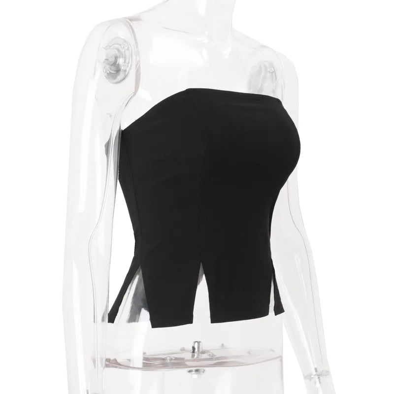 Women's Strapless 2 Piece Set - Crop Top Mini Skirt with Neck Scarf Co-ords