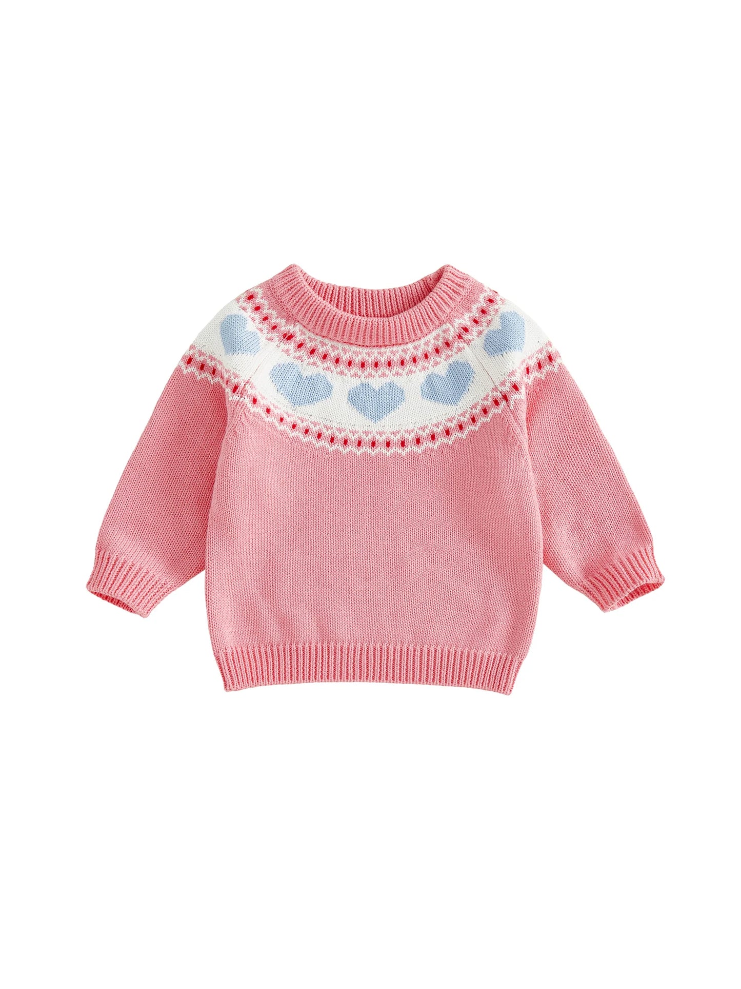 Valentine's Day Heart Pattern Sweater - Toddler & Kids Crewneck Pullover