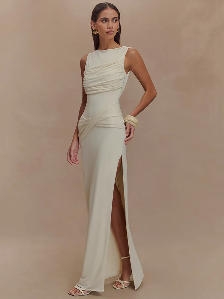 Backless Knit Tank Maxi Dress
