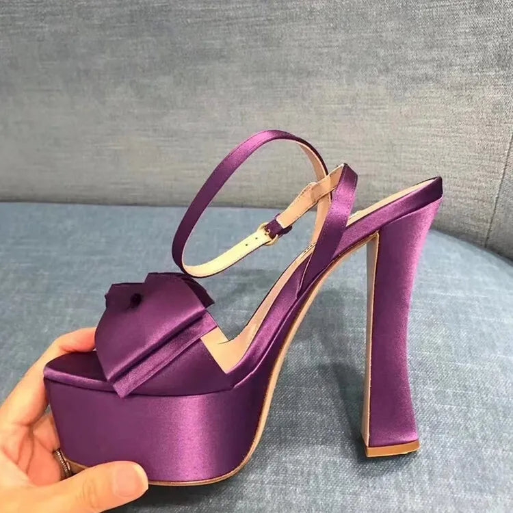 Women's Butterfly Rhinestone Thick Heel Sandals - Open Toe Party Shoes