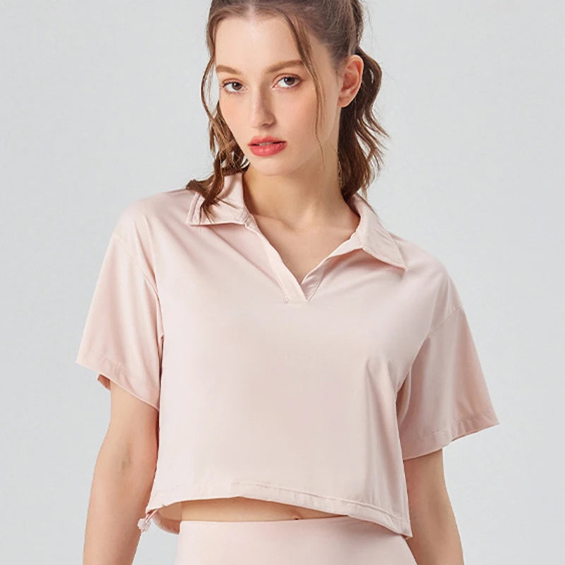 Women's Multi-Sport Athletic T-Shirt - Breathable Crop Top for Yoga & Tennis