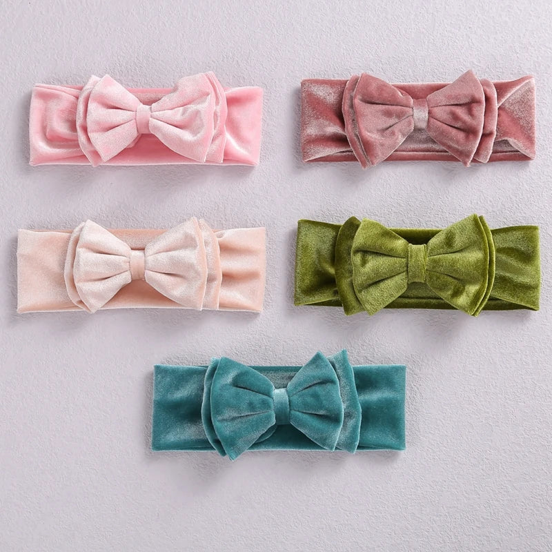 Toddler Baby Girls Bow Headbands Soft Stretchy Velvet Hairbands Hair Accessories