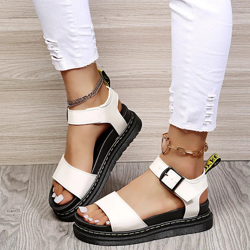 Women's Ankle Strap PU Thick-soled Soft Buckle Sandals