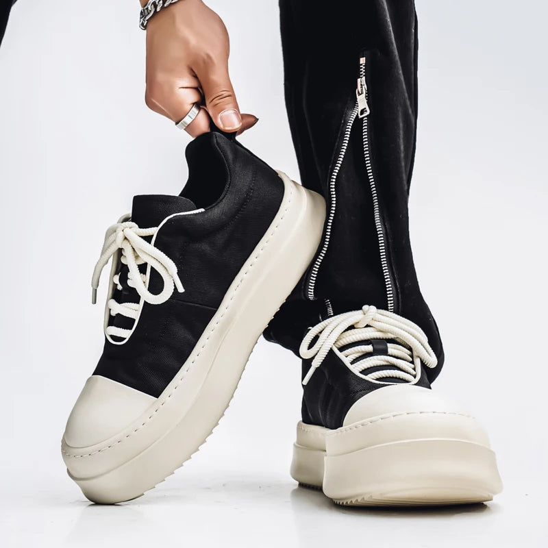 Men's Casual Platform Sports Lace Up Canvas Sneakers