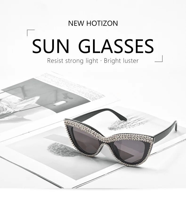2 Pairs Vintage Cat Eye Sunglasses with Rhinestones Women Fashion Decor Shades Trendy Outdoor Sunglasses