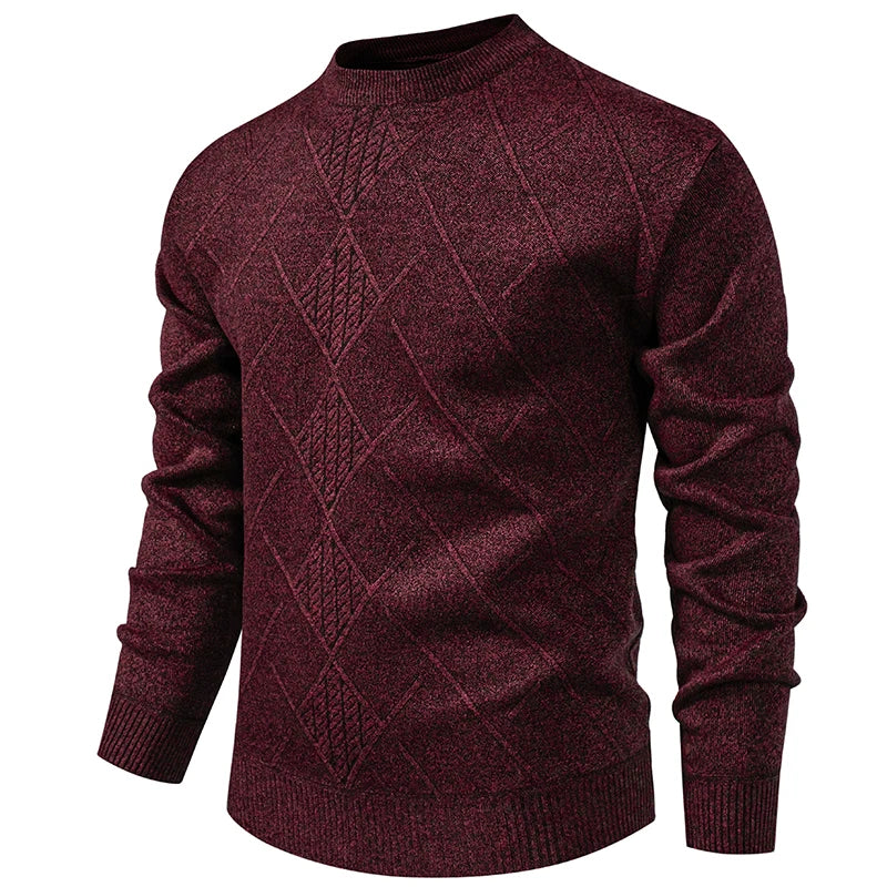 Thick Knit Geometric Pullover - Men's Warm Casual Sweater