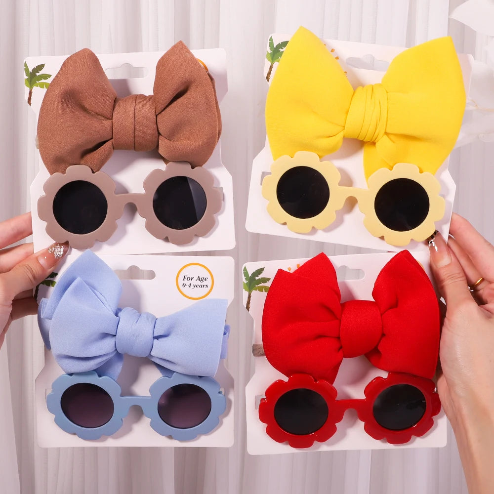 2PCS Children's Baby's Headband and Flower Sunglasses