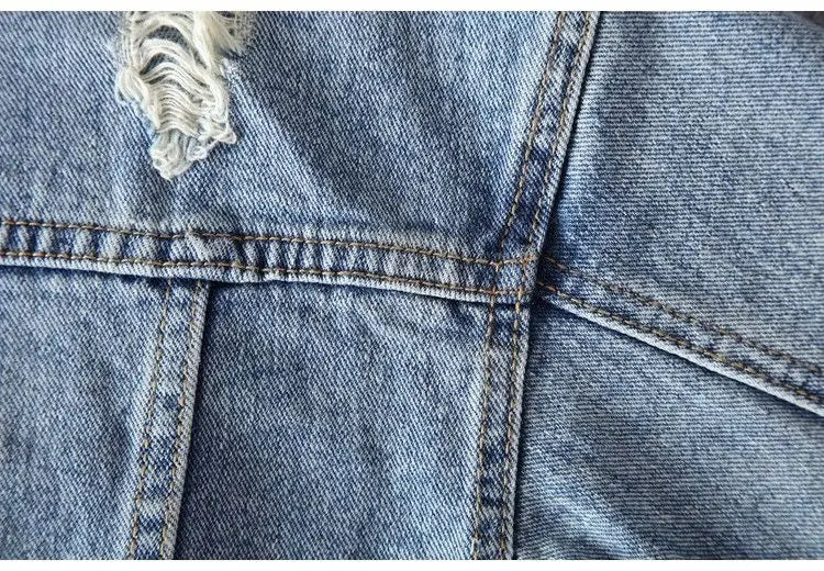 Men's Embroidered Denim Jacket - Retro Ripped Street Style